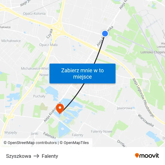 Szyszkowa to Falenty map