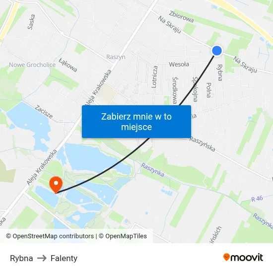 Rybna to Falenty map