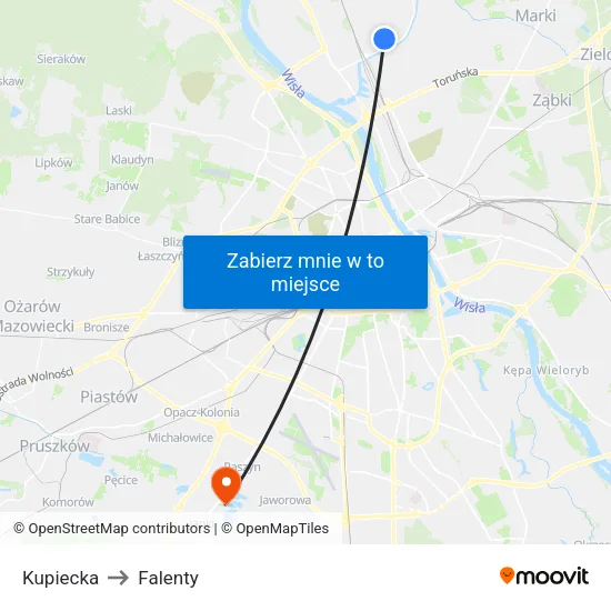 Kupiecka to Falenty map