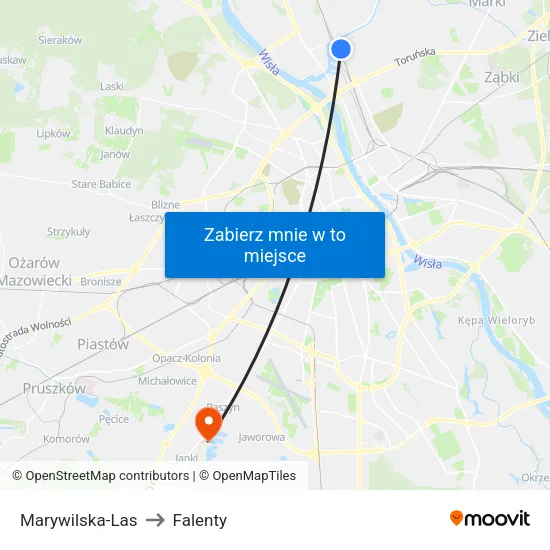 Marywilska - Las to Falenty map