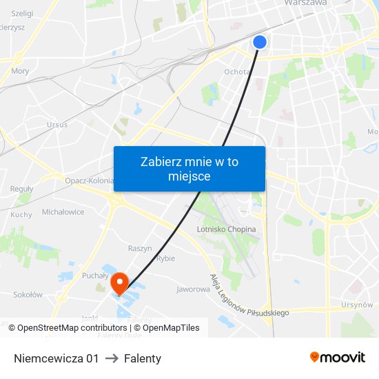 Niemcewicza 01 to Falenty map