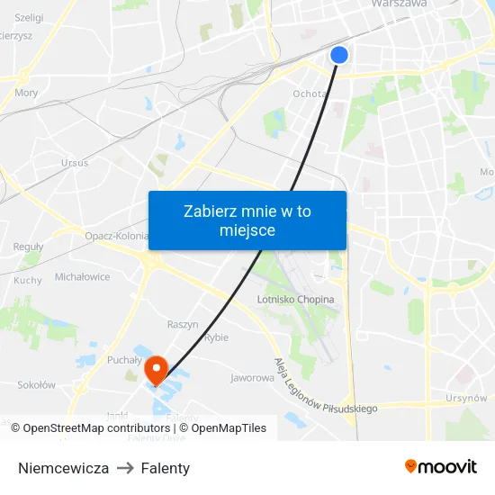 Niemcewicza to Falenty map