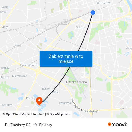 Pl. Zawiszy 03 to Falenty map