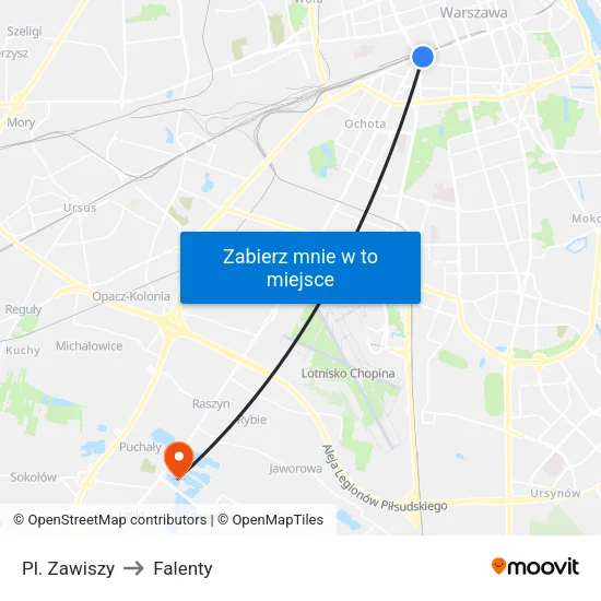 Pl. Zawiszy to Falenty map