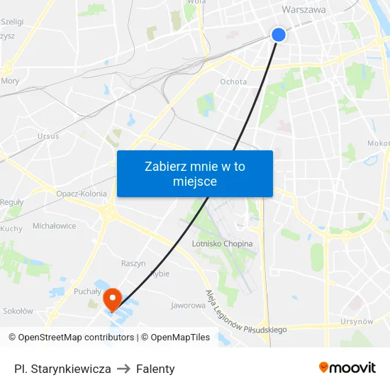 Pl. Starynkiewicza to Falenty map