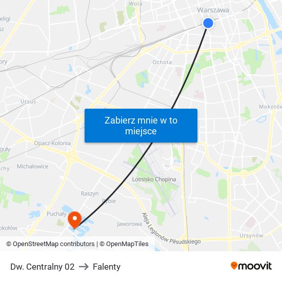 Dw. Centralny 02 to Falenty map