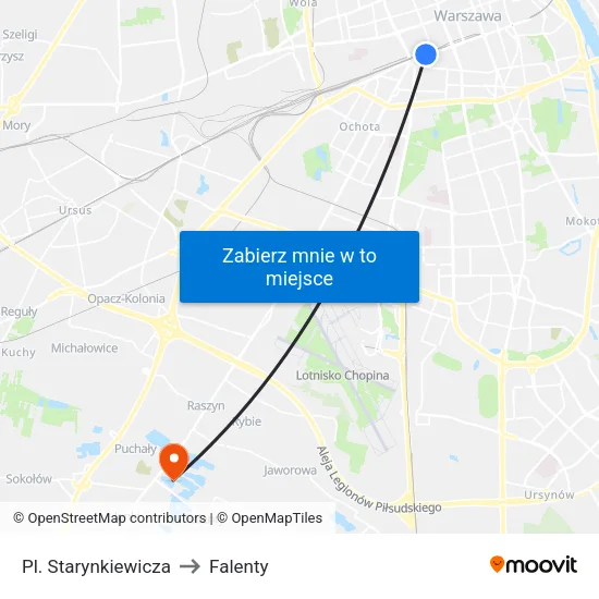 Pl. Starynkiewicza to Falenty map