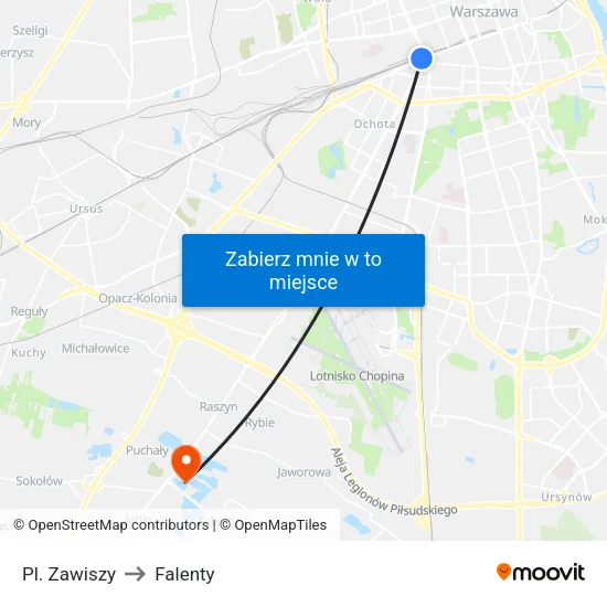 Pl. Zawiszy to Falenty map