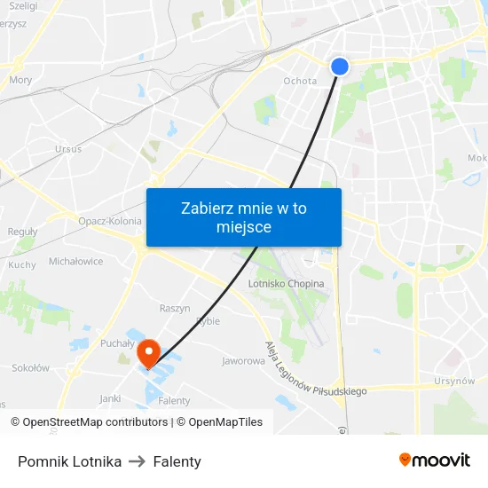 Pomnik Lotnika to Falenty map