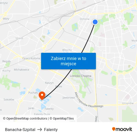 Banacha - Szpital to Falenty map