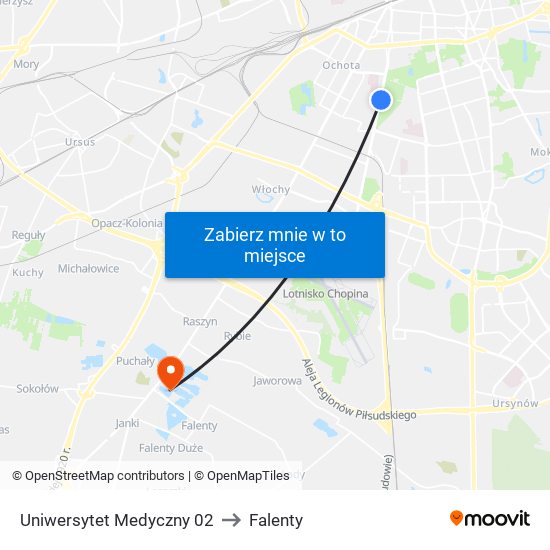 Uniwersytet Medyczny 02 to Falenty map