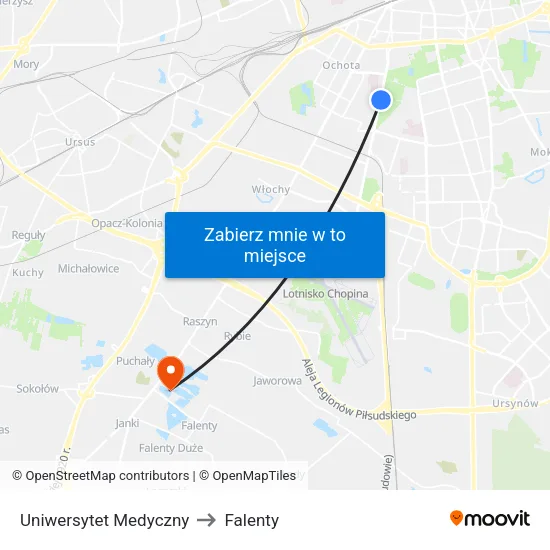 Uniwersytet Medyczny to Falenty map