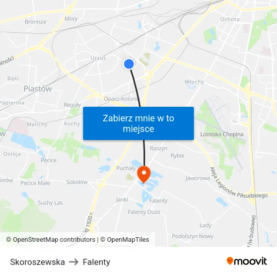 Skoroszewska to Falenty map