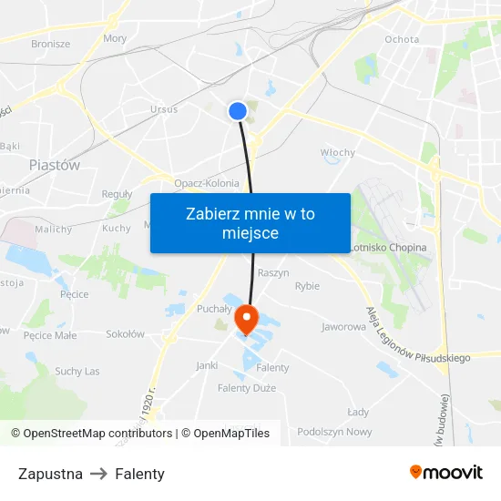 Zapustna to Falenty map