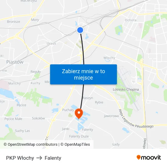 PKP Włochy to Falenty map