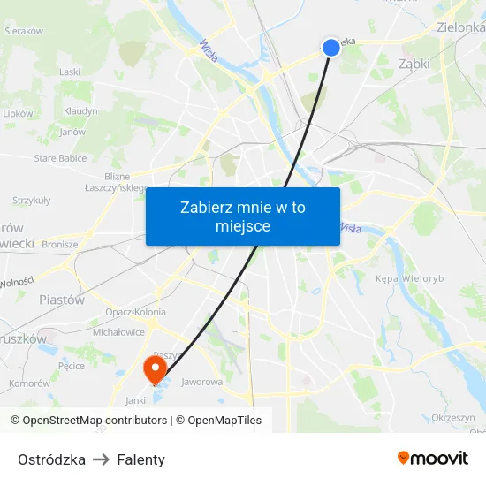 Ostródzka to Falenty map