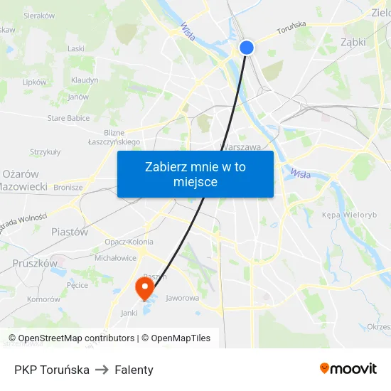 PKP Toruńska to Falenty map