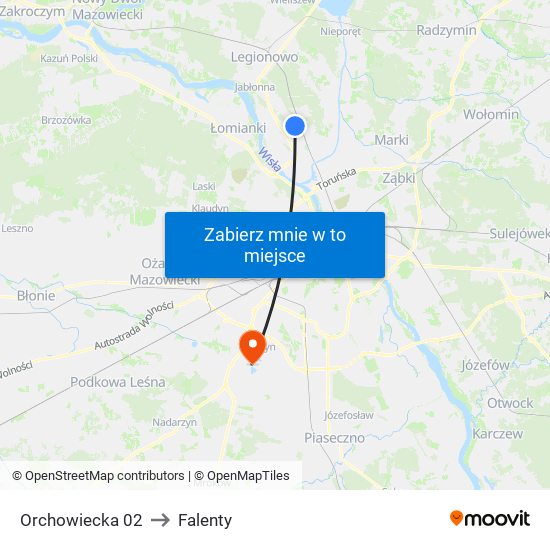 Orchowiecka 02 to Falenty map