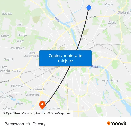 Berensona to Falenty map