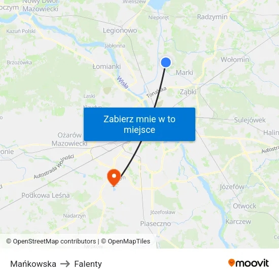 Mańkowska to Falenty map