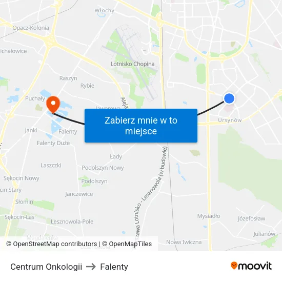 Centrum Onkologii to Falenty map