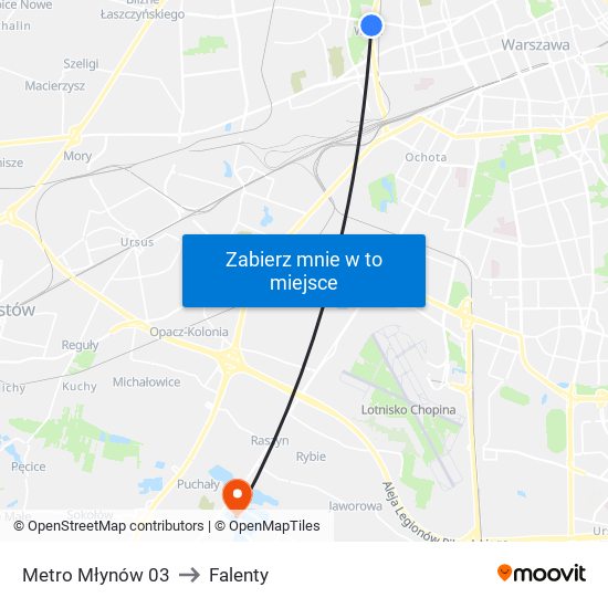 Metro Młynów to Falenty map