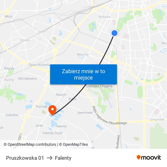 Pruszkowska 01 to Falenty map