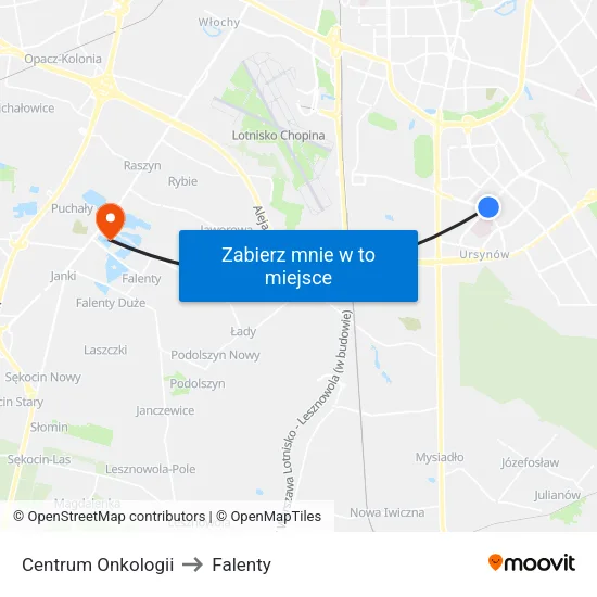 Centrum Onkologii to Falenty map