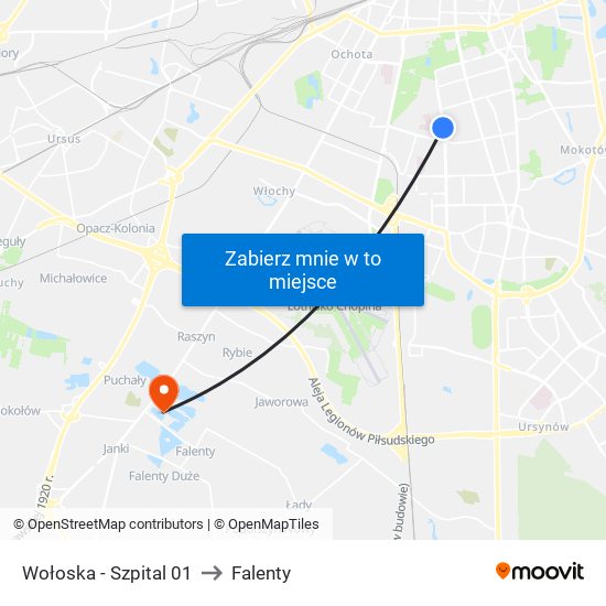 Wołoska - Szpital 01 to Falenty map