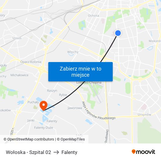 Wołoska - Szpital 02 to Falenty map