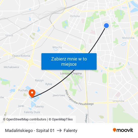 Madalińskiego - Szpital 01 to Falenty map