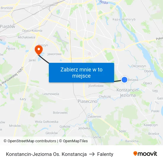 Konstancin-Jeziorna Os. Konstancja to Falenty map