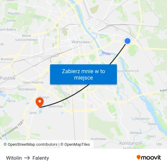 Witolin to Falenty map