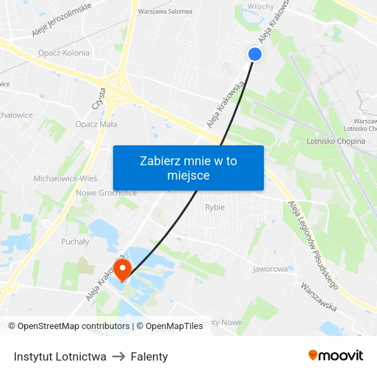 Instytut Lotnictwa to Falenty map
