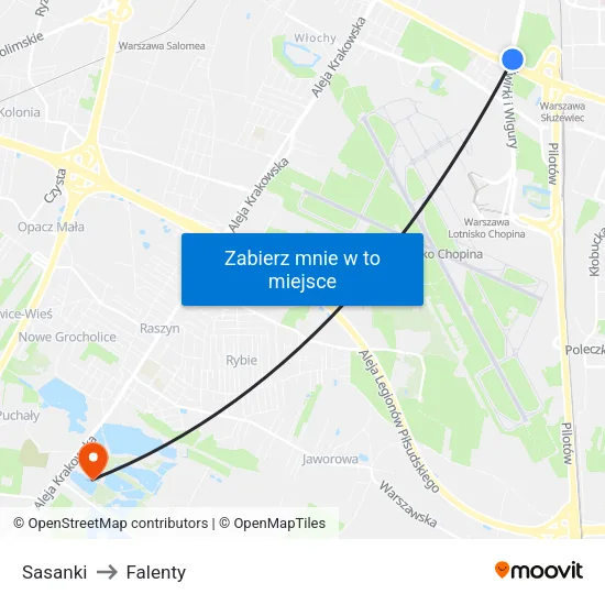 Sasanki to Falenty map