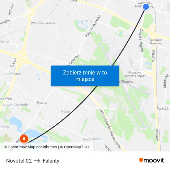 Novotel 02 to Falenty map