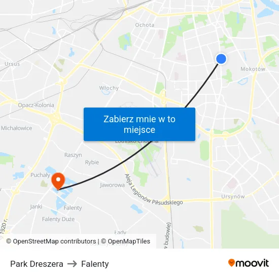 Park Dreszera to Falenty map