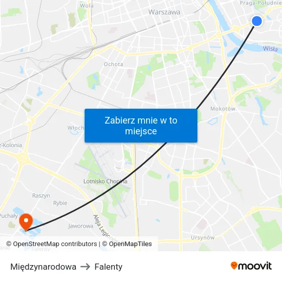 Międzynarodowa to Falenty map