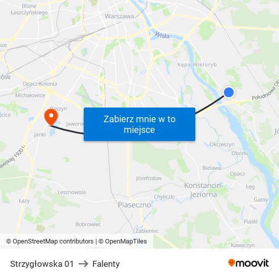 Strzygłowska to Falenty map