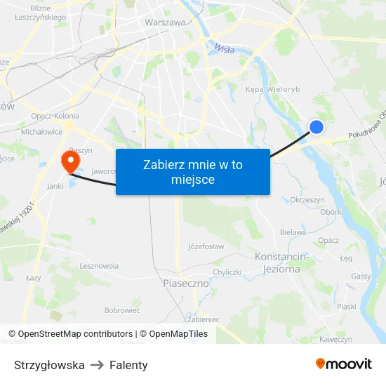 Strzygłowska to Falenty map