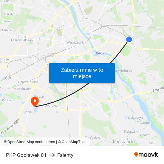 PKP Gocławek to Falenty map