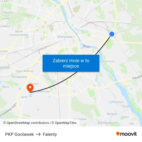 PKP Gocławek to Falenty map