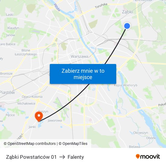 Ząbki Powstańców 01 to Falenty map