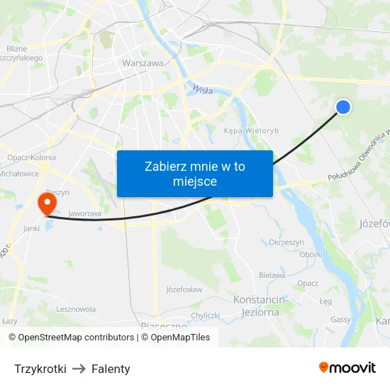 Trzykrotki to Falenty map