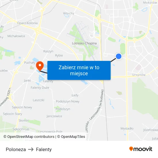 Poloneza to Falenty map