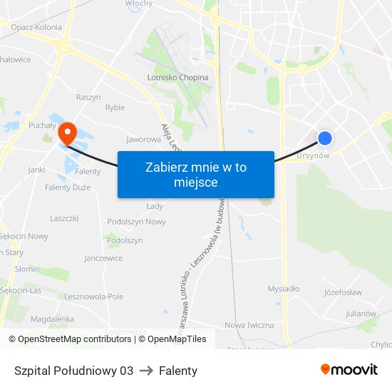 Szpital Południowy 03 to Falenty map