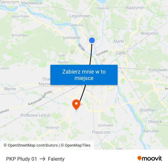 PKP Płudy 01 to Falenty map