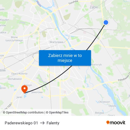 Paderewskiego 01 to Falenty map