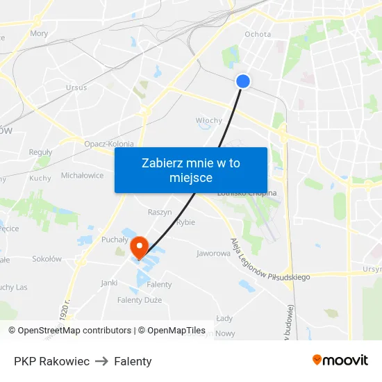 PKP Rakowiec to Falenty map
