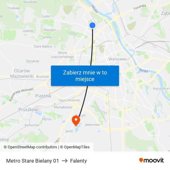 Metro Stare Bielany 01 to Falenty map